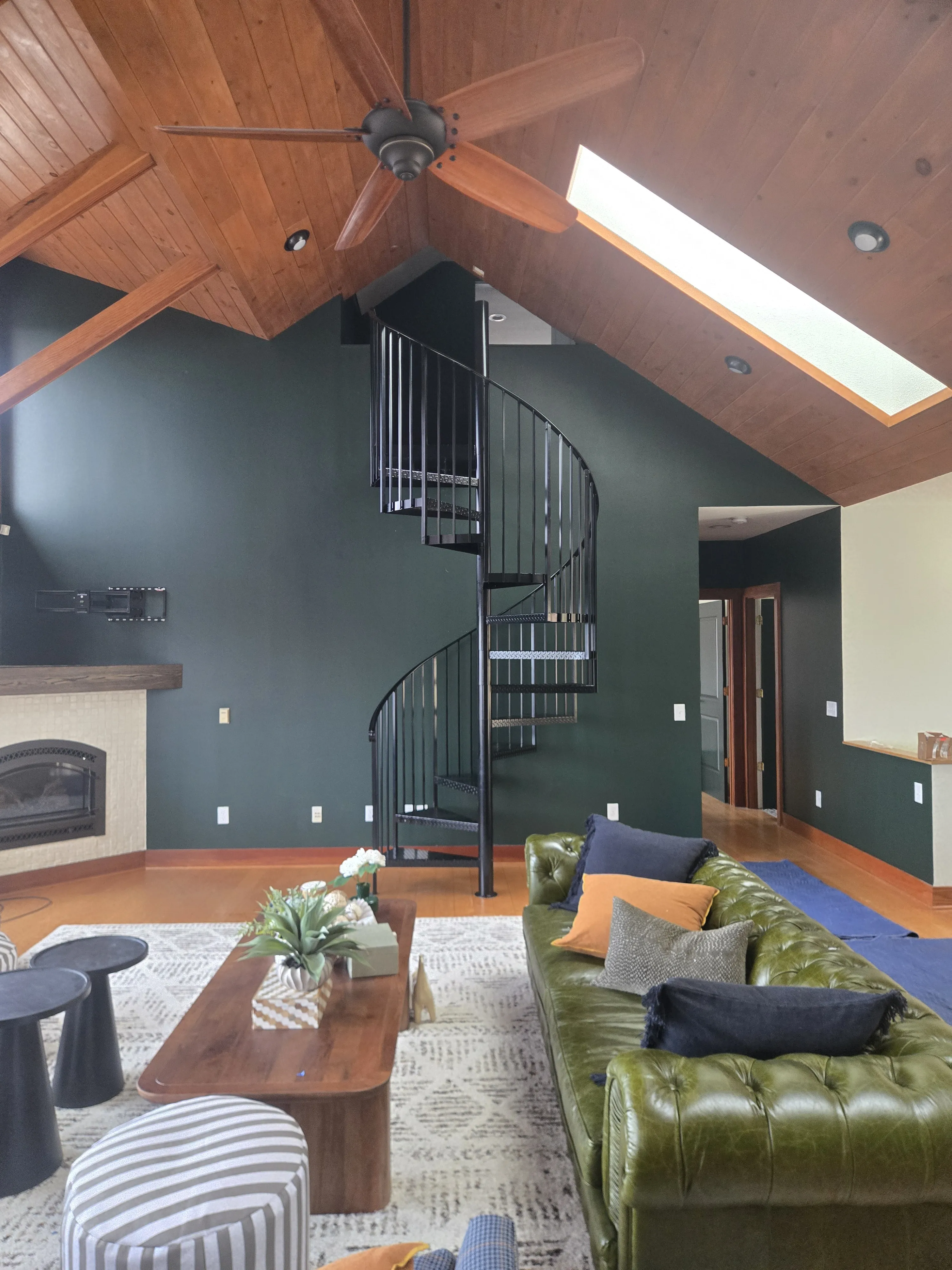 New steel spiral staircase after remodel