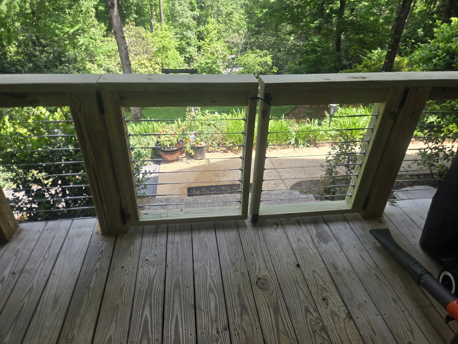 Porch guardrail after cable rail replacement