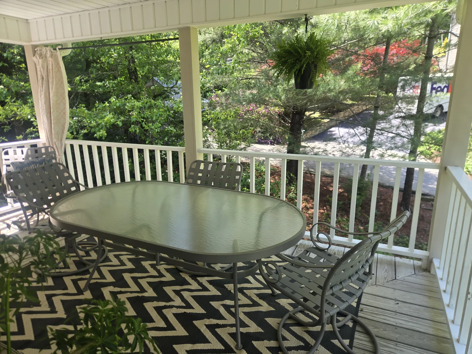 Porch guardrail before cable rail replacement